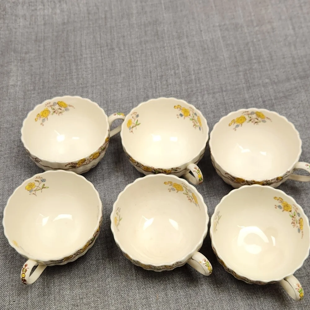Vintage Copeland "Buttercup" Spode England Tea Cup Set Of 6 Various Condition - Picture 2 of 10